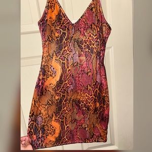 Prettylittlething leopard spaghetti strap dress